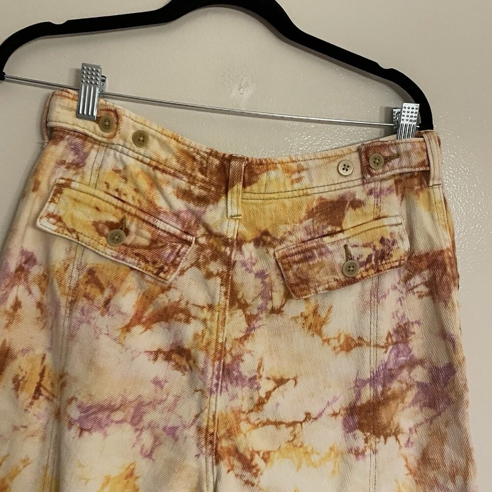 We The Free Tie-Dye Denim Bermuda Shorts - Peach & Cream - Picture 9 of 13